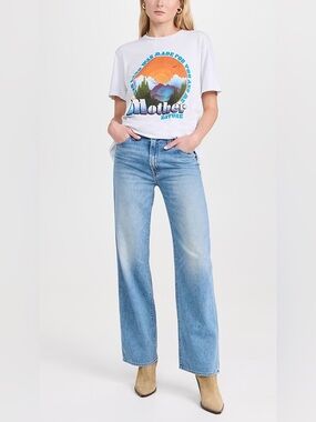 Mother The Duster Crop Jeans Size 29 High Rise Wide Leg Cropped Light Wash